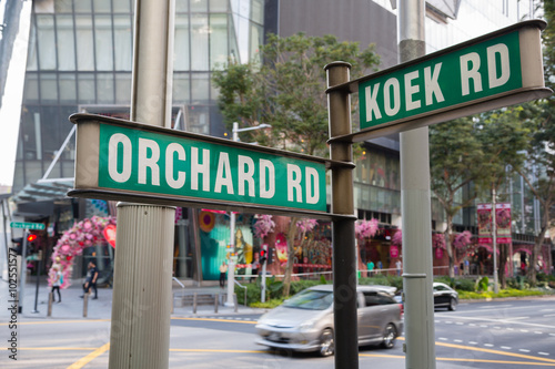 Street signs Orchard Road and Koek Road in Singapore
