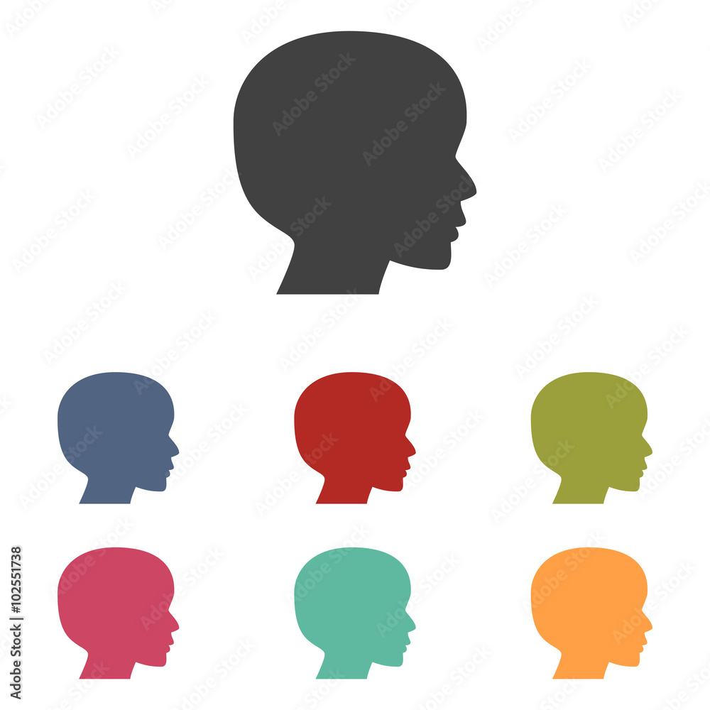 Human head silhouette icons set