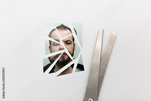 Cut up picutre of a man photo