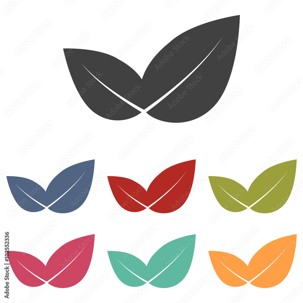 Fototapeta premium Leaf icons set