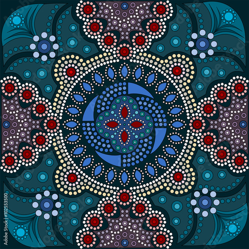 Aboriginal style of dot painting and power of mandala 16-1a