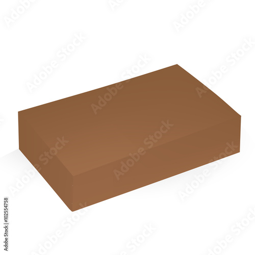 VECTOR PACKAGING  Top view of rectangular  brown close packaging box on isolated white background. Mock-up template ready for design.