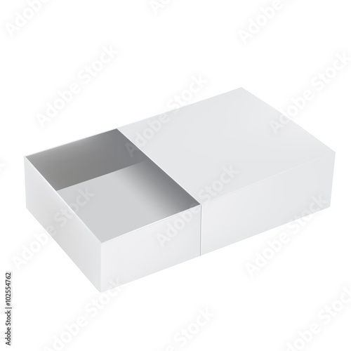 VECTOR PACKAGING: White gray open packaging box on isolated white background. Mock-up template ready for design
