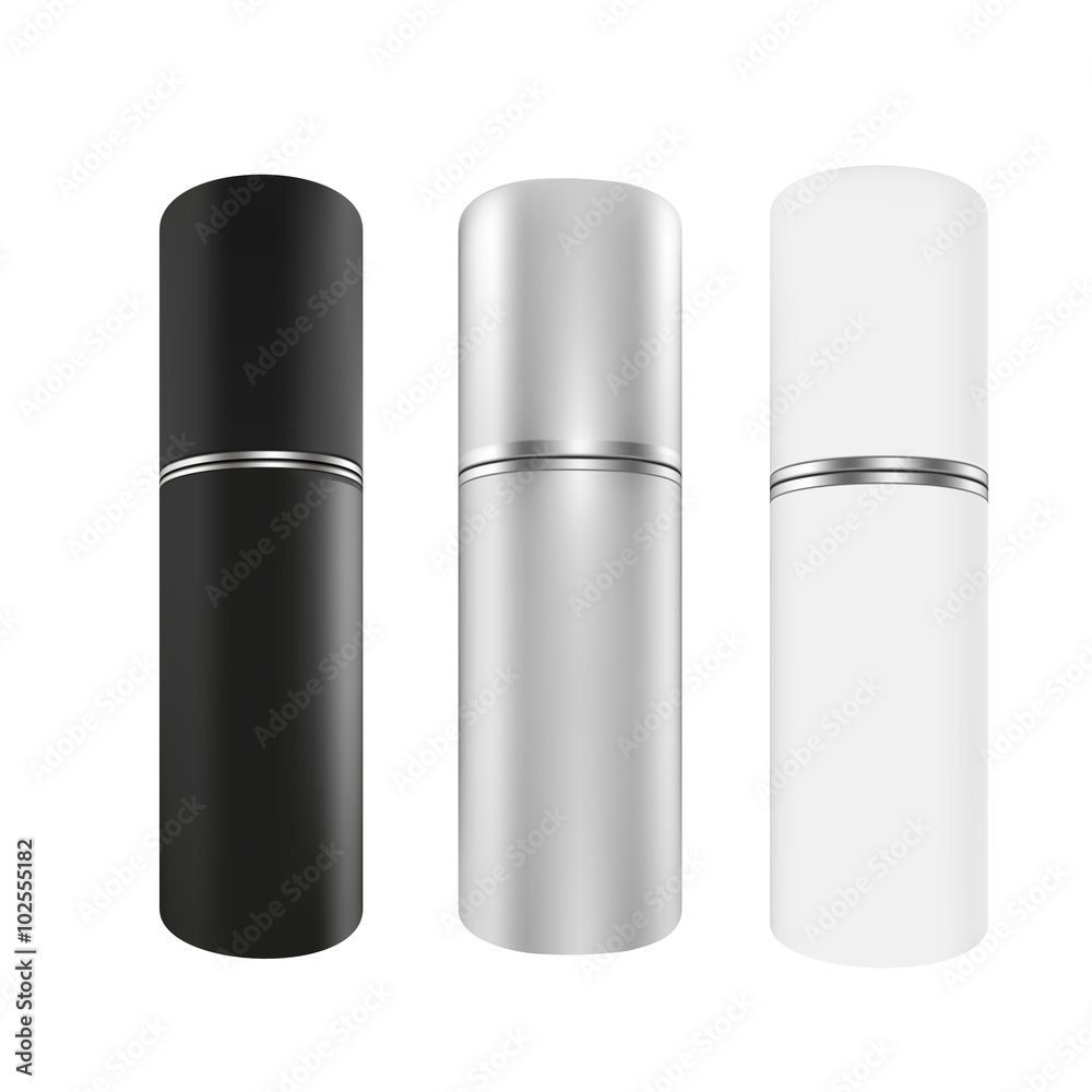 VECTOR PACKAGING: Set of round container with silver band for cosmetic/perfume on isolated white background. Mock-up template ready for design . VECTOR PACKAGING: Set of round container with silver band for cosmetic/perfume on isolated white background. Mock-up template ready for design .