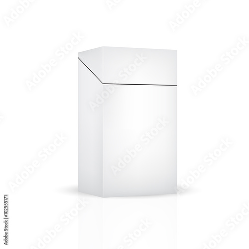 VECTOR PACKAGING: White gray carton box for cigarette on isolated white background. Mock-up template ready for design