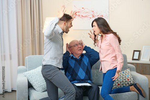Young couple with problem on reception for family psychologist