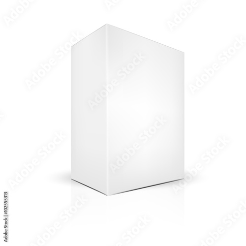 VECTOR PACKAGING: White gray thick side view package box on isolated white background. Mock-up template ready for design © teenah02