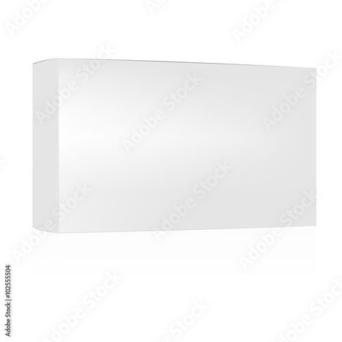 VECTOR PACKAGING: White gray rectangle package box on isolated white background. Mock-up template ready for design