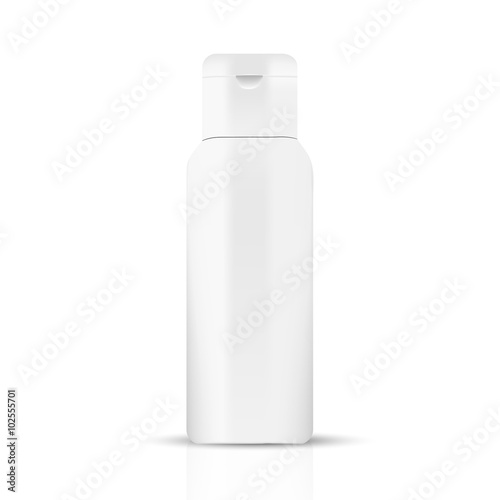 VECTOR PACKAGING: White gray beauty products/cosmetics bottle on isolated white background. Mock-up template ready for design