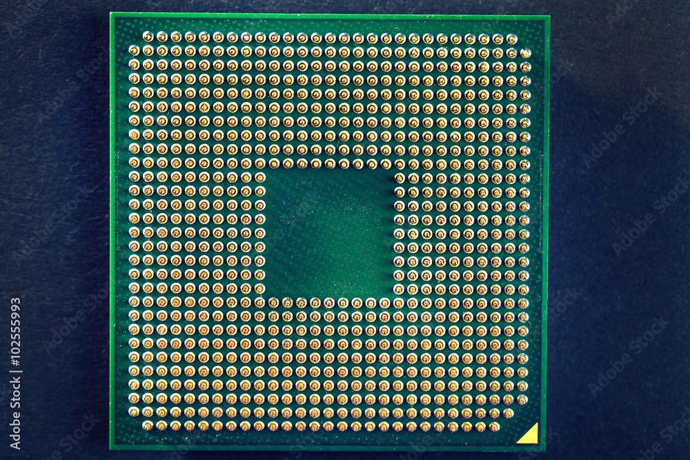 Computer processor on brown background