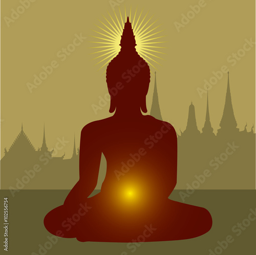 Buddhist concept banner vector illustration