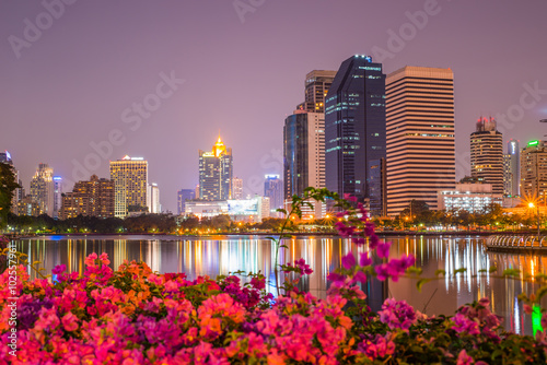 Twilight Benjakiti Park in Bangkok, Thailand 
