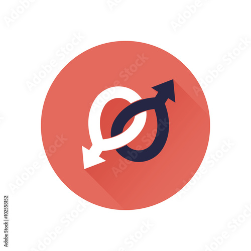 Gay love symbol on red round icon 