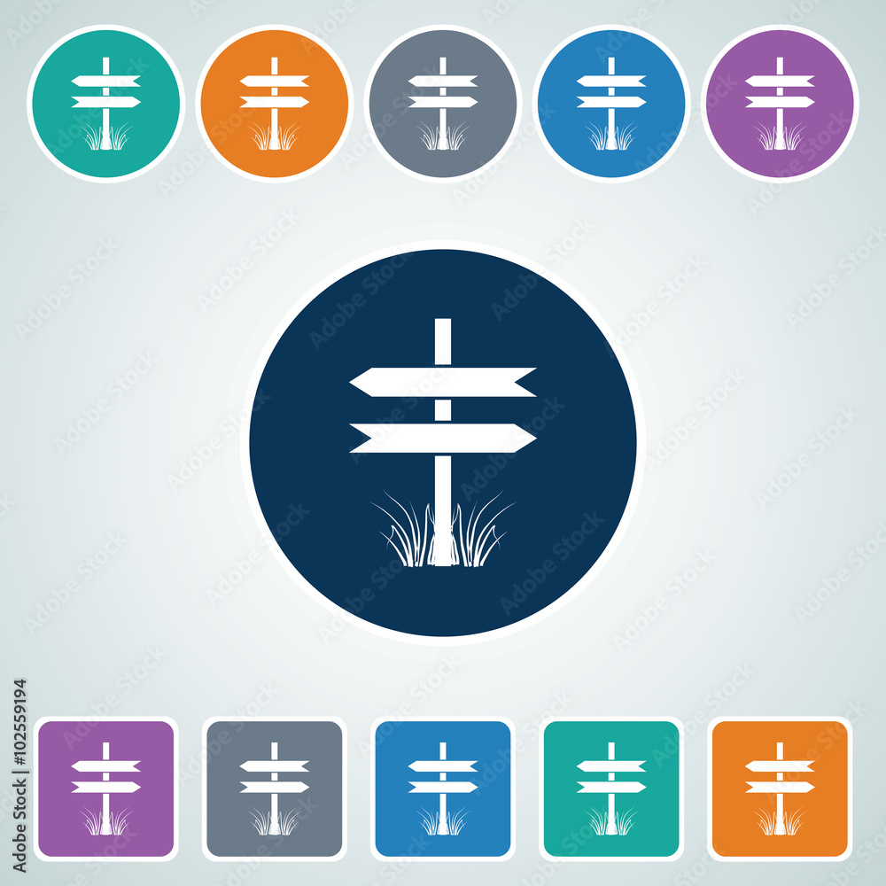 Fototapeta premium Icon of Blank Road Sign in Multi Color Circle & Square Shape. Eps-10.