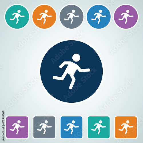 Icon of Runner in Multi Color Circle & Square Shape. Eps-10.