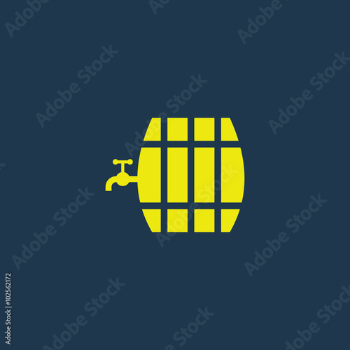 Yellow icon of Beer Barrel on dark blue background. Eps.10