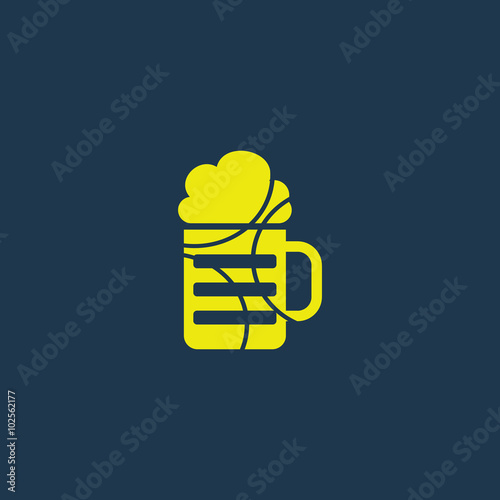 Yellow icon of Beer Mug on dark blue background. Eps.10