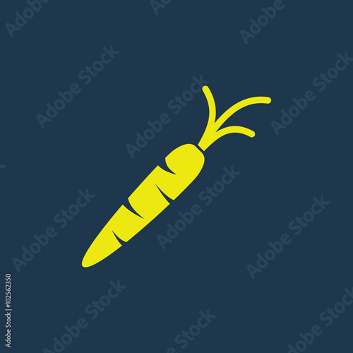 Yellow icon of Carrot on dark blue background. Eps.10
