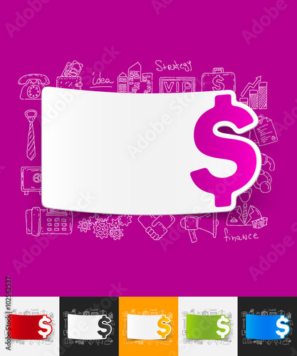 money paper sticker with hand drawn elements