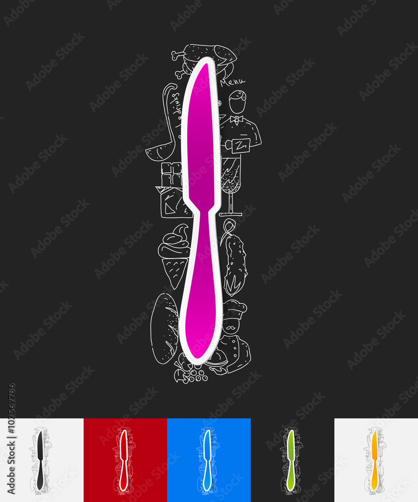 knife paper sticker with hand drawn elements knife paper sticker with hand drawn elements