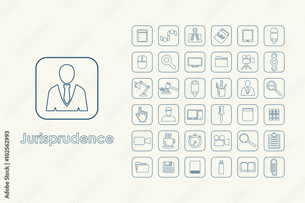 Set of jurisprudence simple icons Set of jurisprudence simple icons