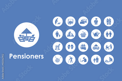 Set of pensioners simple icons