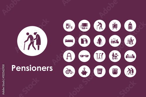 Set of pensioners simple icons