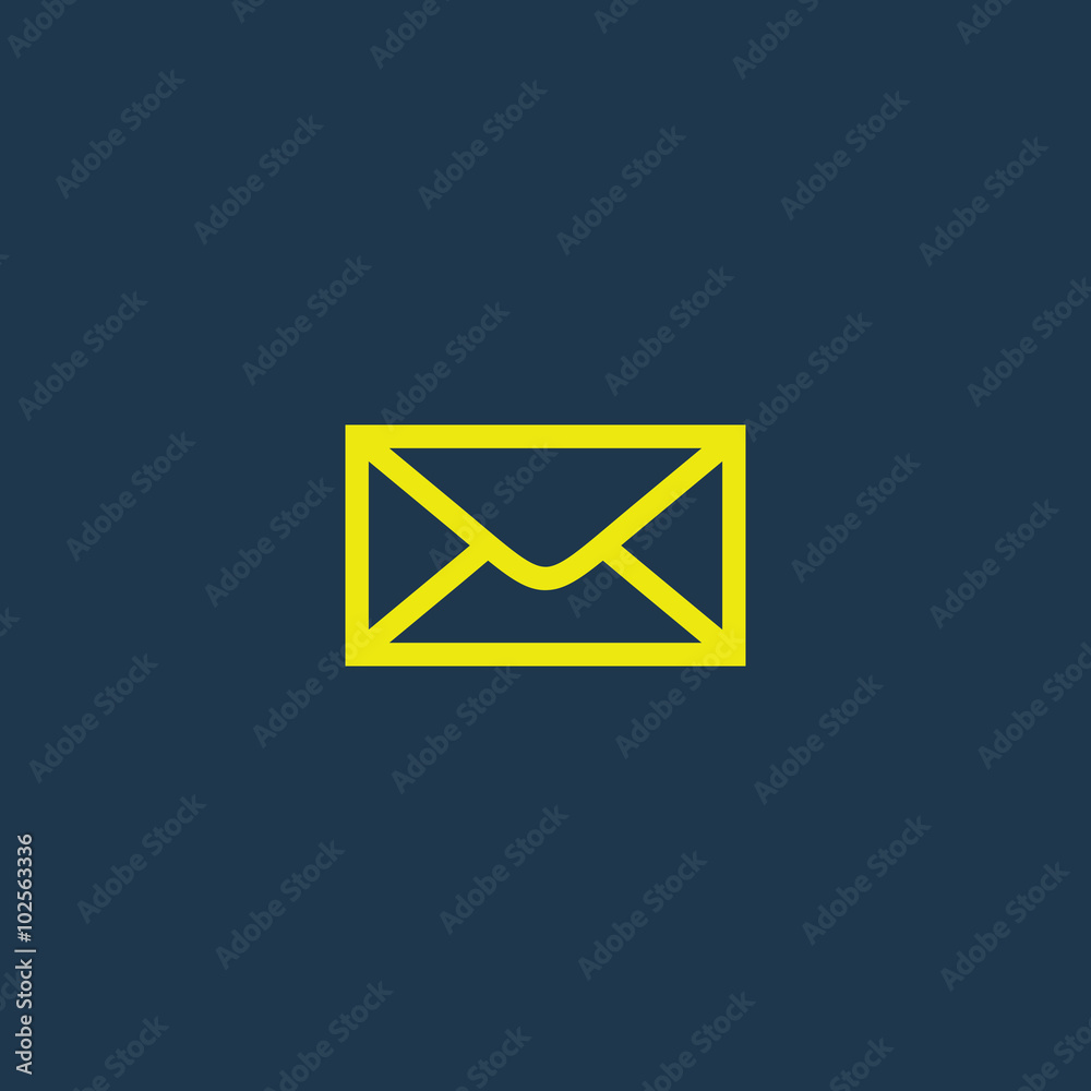Yellow icon of E-Mail Or Envelope on dark blue background. Eps.10 Yellow icon of E-Mail Or Envelope on dark blue background. Eps.10