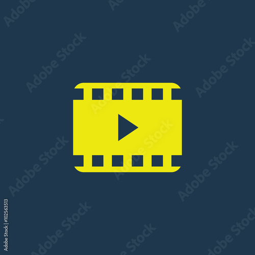 Yellow icon of Video on dark blue background. Eps.10