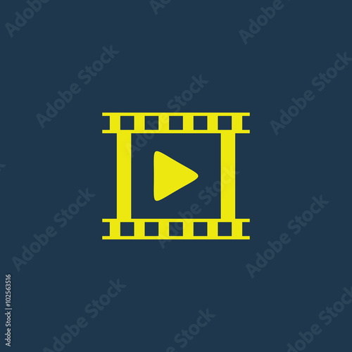 Yellow icon of Video on dark blue background. Eps.10