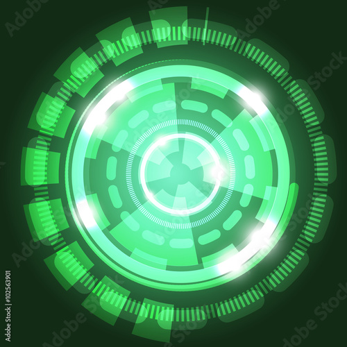 Abstract technology green background with circles