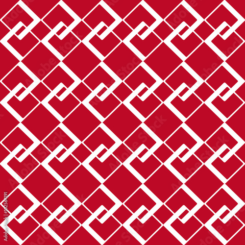 Geometric pattern with white rhombus on red background