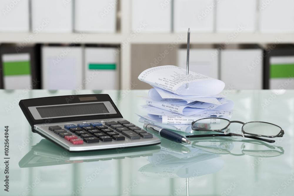 Paper Nail With Calculator And Eyeglasses Paper Nail With Calculator And Eyeglasses