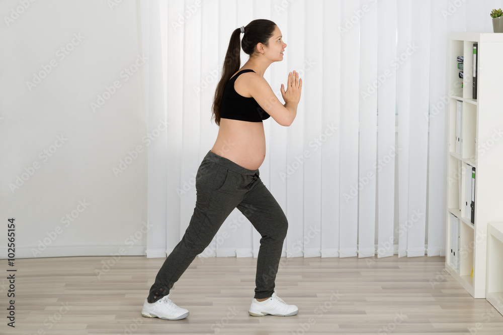 Young Pregnant Woman Exercising