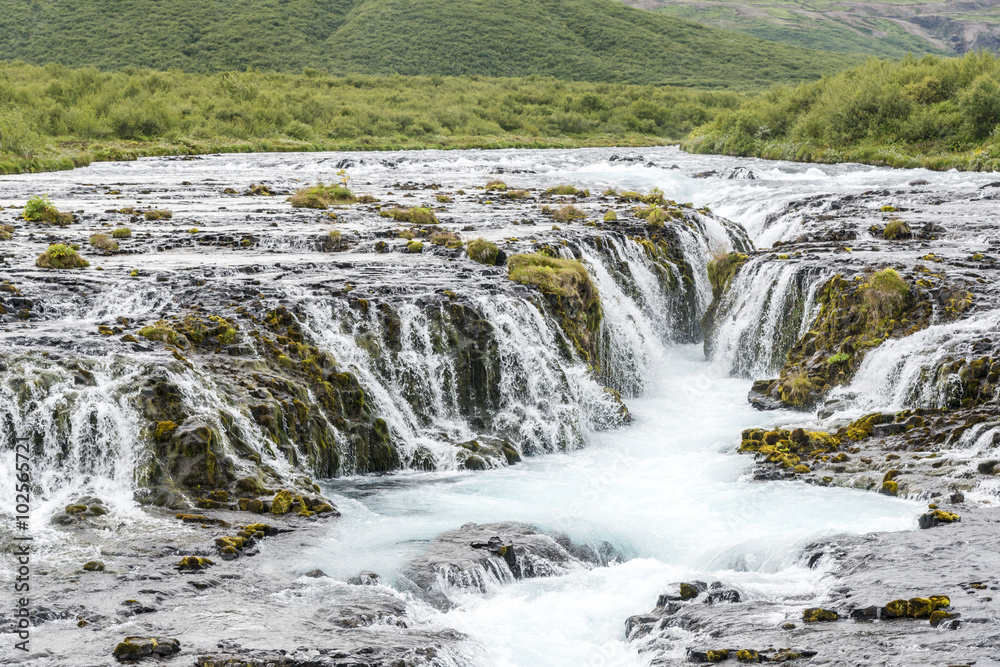 Beautiful Bruarfoss waterfall in Iceland. August. Beautiful Bruarfoss waterfall in Iceland. August.