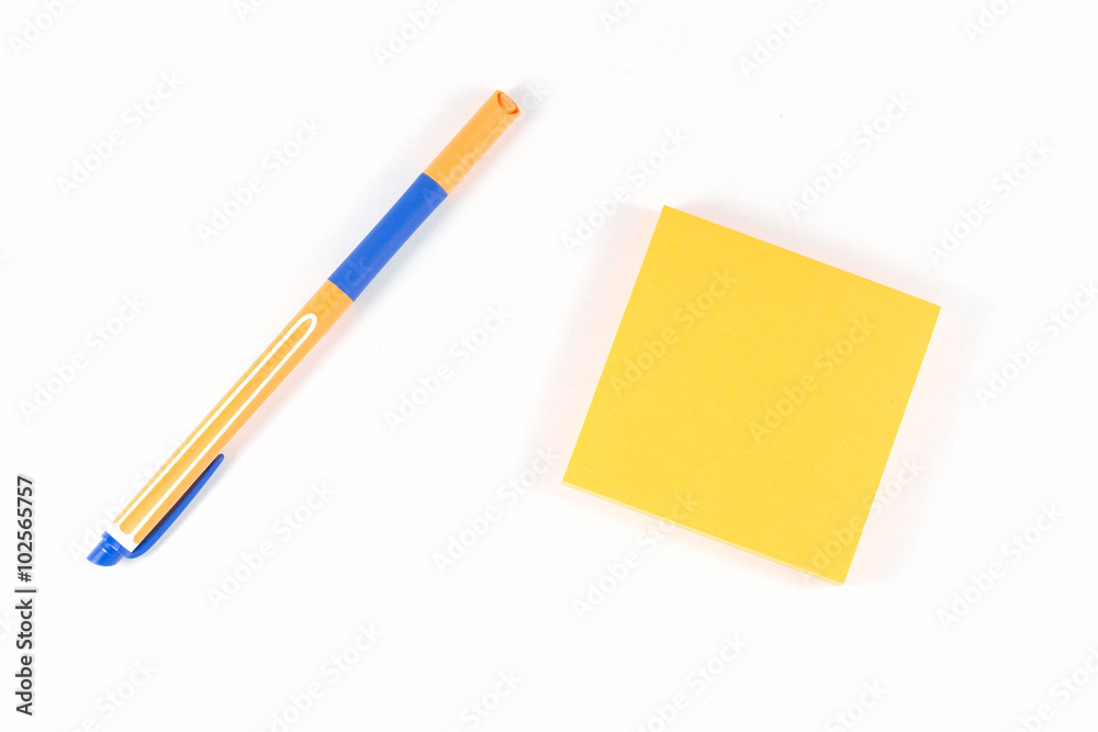Yellow sticky note on white background. Yellow sticky note on white background.
