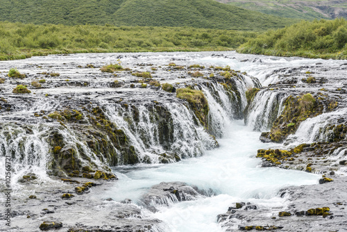 Beautiful Bruarfoss waterfall in Iceland. August.