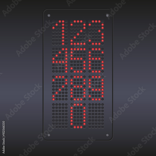 Colorful red LED panel with numbers.