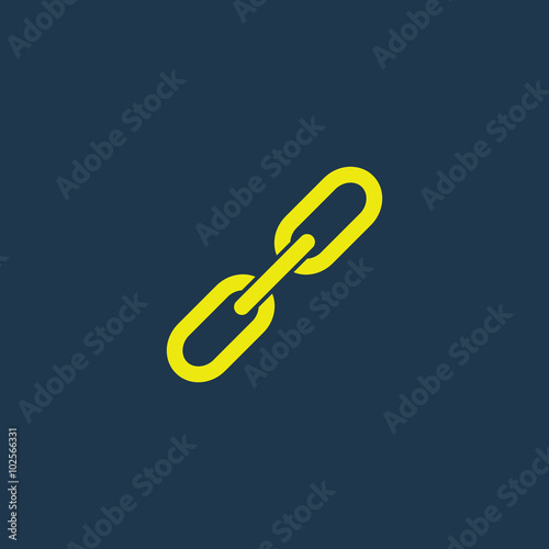 Yellow icon of Link on dark blue background. Eps.10