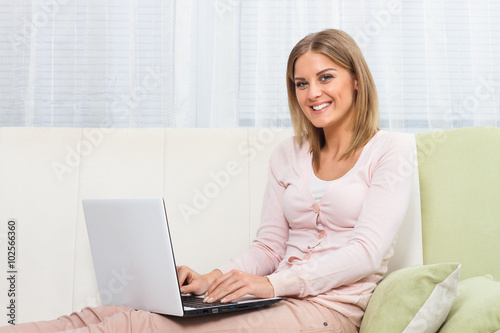 Woman using laptop 