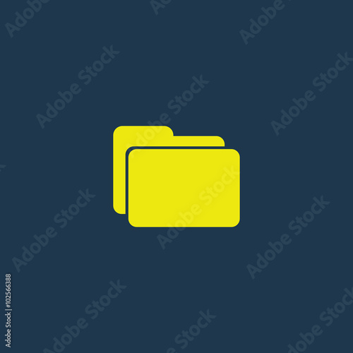 Yellow icon of Computer Folder & Document on dark blue background. Eps.10