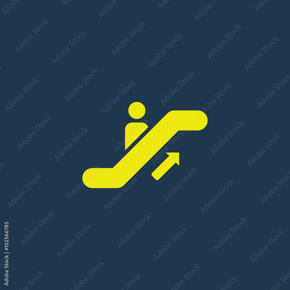 Green icon of Escalator on dark blue background. Eps.10 Green icon of Escalator on dark blue background. Eps.10