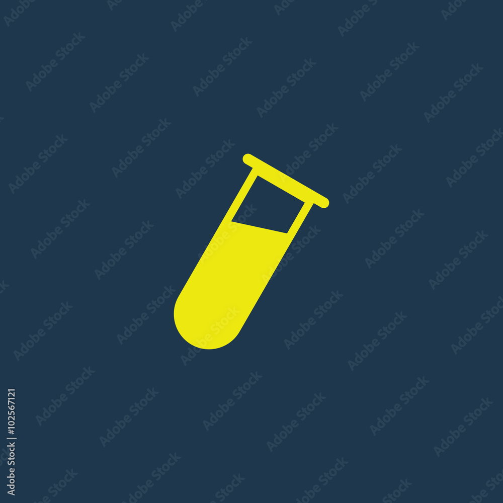 Yellow icon of Testing Tube on dark blue background. Eps.10 Yellow icon of Testing Tube on dark blue background. Eps.10