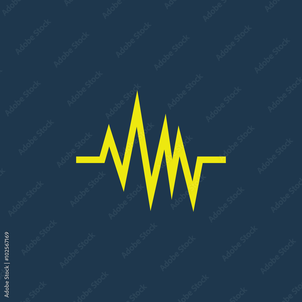 Yellow icon of Pulse on dark blue background. Eps.10 Yellow icon of Pulse on dark blue background. Eps.10