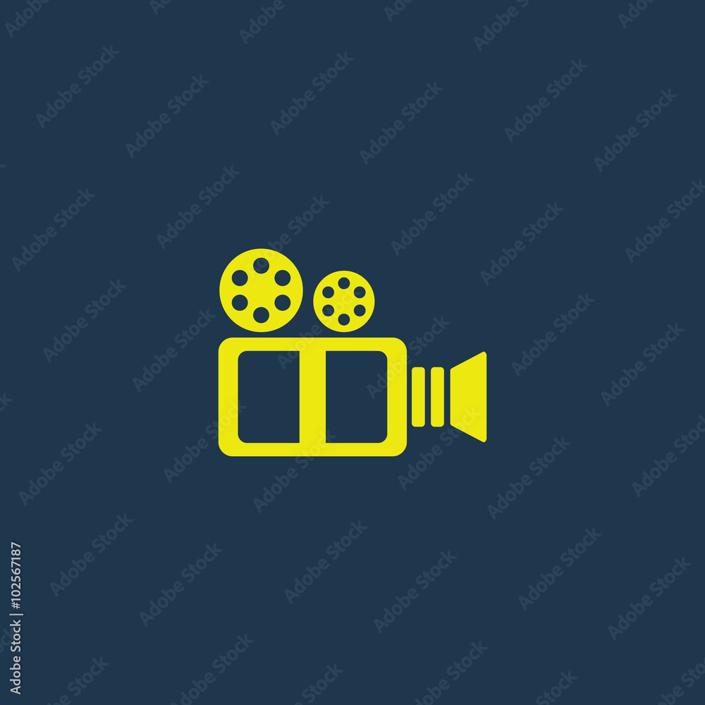 Yellow icon of Video Camera on dark blue background. Eps.10 Yellow icon of Video Camera on dark blue background. Eps.10