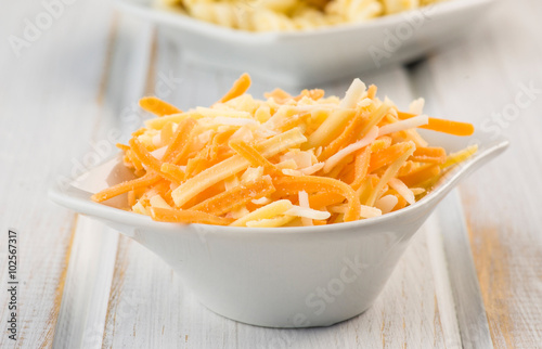 grated cheese and pasta salad