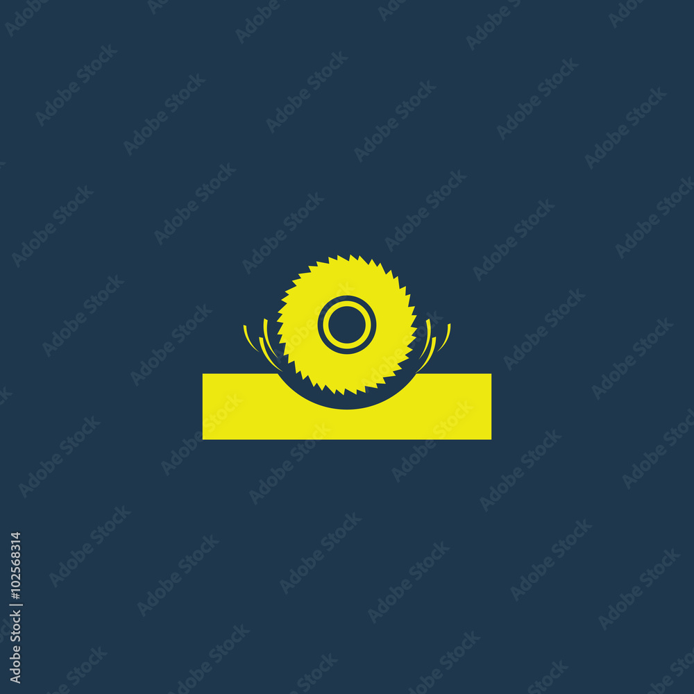 Fototapeta premium Yellow icon of Saw Wheel on dark blue background. Eps.10