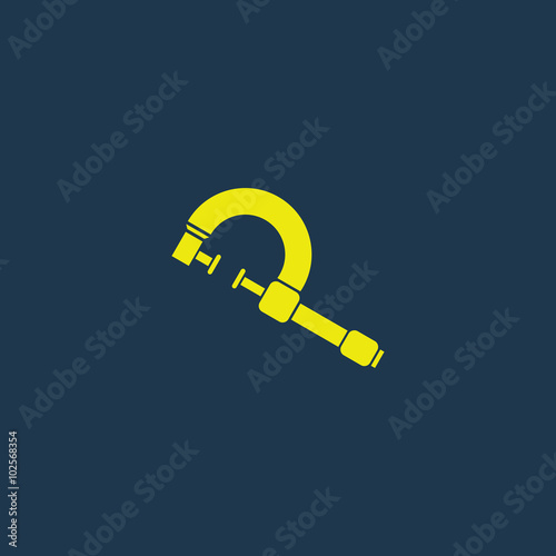 Yellow icon of Clamp on dark blue background. Eps.10
