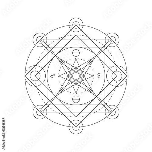 Abstract mystical geometry symbol. Vector linear alchemy, occult and philosophical sign.
