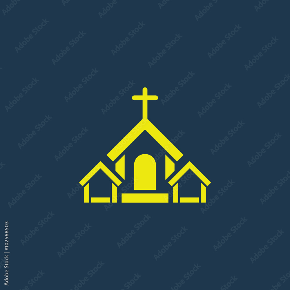 Yellow icon of Church on dark blue background. Eps.10 Yellow icon of Church on dark blue background. Eps.10